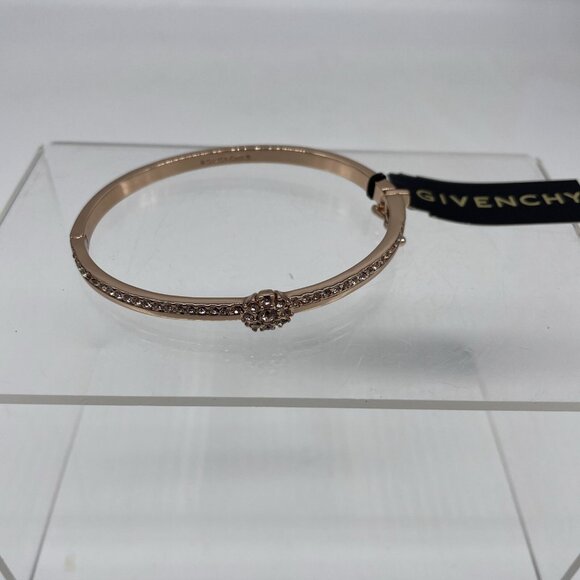 NWT Givenchy Crystal Flower Hinged Bangle Lock Bracelet Rosegold - Picture 3 of 10